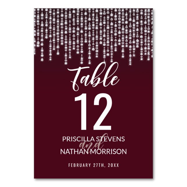 Crimson Red Hanging Diamond Ljus Bordsnummer (Framsidan)