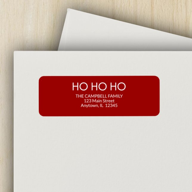 Crimson Red "HO HO HO HO" Returadressetikett Returadress Etikett (Skapare uppladdad)