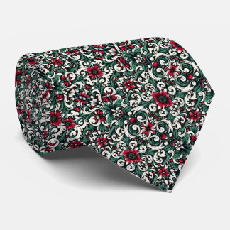 Crimson Red, Hunter Green, Black, & Ivory Floral Slips