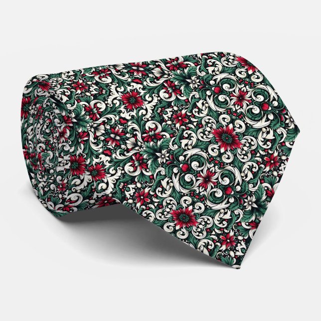 Crimson Red, Hunter Green, Black, & Ivory Floral  Slips (Rullad)