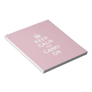 Crimson Red Keep Calm och Carry On (vit text) Anteckningsblock