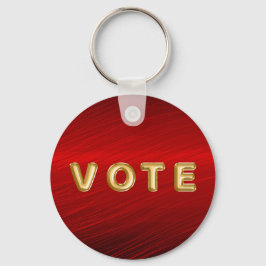 Crimson Red Metallic Graphic Vote Nyckelring