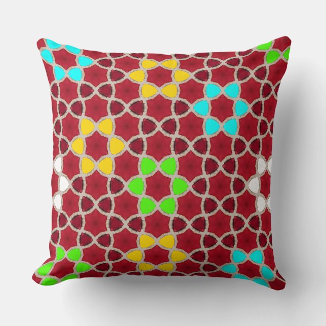 Crimson Red Mosaic on Star Färg Variation Kudde (Framsida)