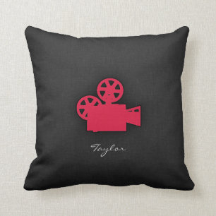Crimson Red Movie Camera Kudde