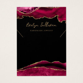 Crimson Red och guld agate necklace visning card Visitkort