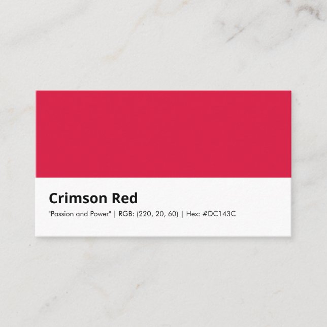 Crimson Red | "Passion och kraft" Visitkort (Framsida)