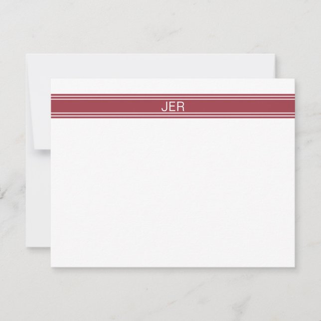 Crimson Red Personlig Monogrammed Namn Initialer Anteckningskort (Framsida)
