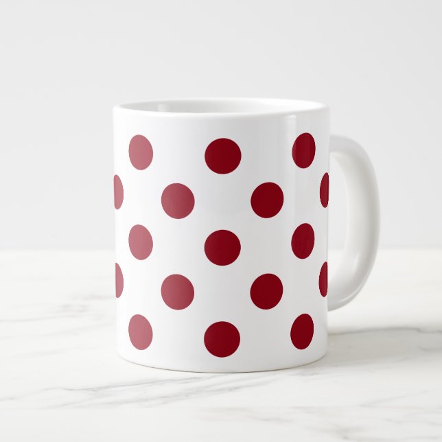 Crimson Red Polka dots Circles Jumbo Mugg (Framsida höger)