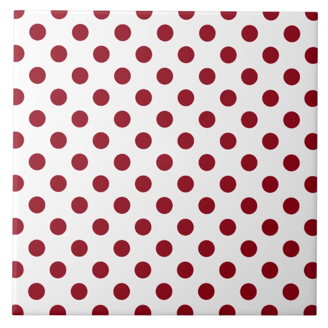 Crimson Red Polka dots Circles Kakelplatta (Framsidan)