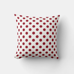 Crimson Red Polka dots Circles Kudde