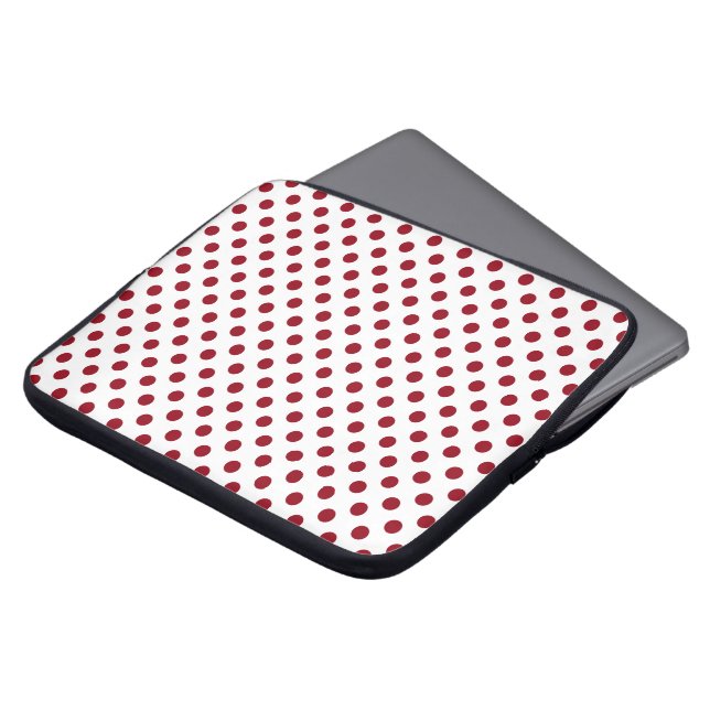 Crimson Red Polka dots Circles Laptop Sleeve (Framsida topp)
