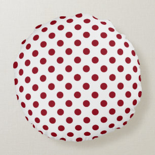 Crimson Red Polka dots Circles Rund Kudde