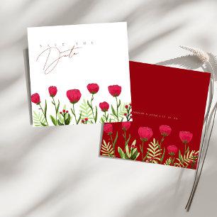 Crimson Red Poppies Flowers Bröllop spara datum Datumet