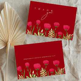 Crimson Red Poppies Wildblommor Bröllop Tack Kort