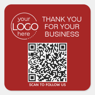 Crimson Red QR Code Smart Contact Fyrkantigt Klistermärke
