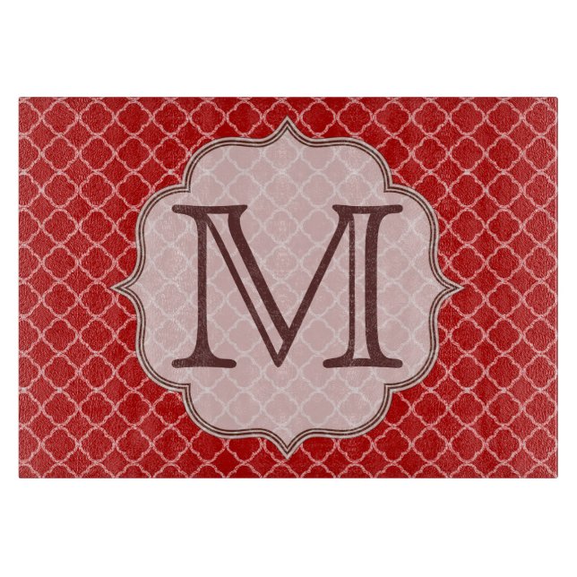 Crimson Red Quarterfoil Latti Glass Caking Board (Framsidan)