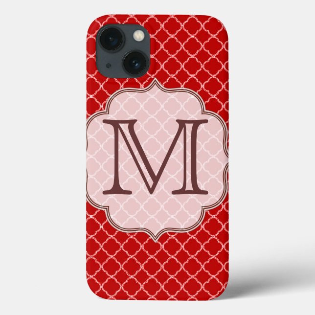 Crimson Red Quarterfoil Latti Monogram IPAD Case (Baksida)