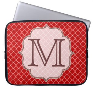 Crimson Red Quarterfoil Monogram 15-tums bärbar da Laptop Sleeve