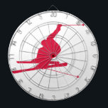 Crimson Red Snö Ski Darttavla<br><div class="desc">Coola Crimson Red snö skiing silhouette. Underbar gåva till alla som kärlek till skidan i snö! Perfekt för Alpine Freestyle snö skier. Bilder som används för det här objektet är licensierat och © Graphics Factory.com</div>