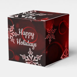 Crimson Red Snowflake Motif Cube Presentaskar