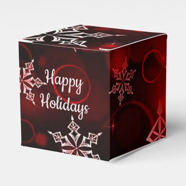 Crimson Red Snowflake Motif Cube Presentaskar (Framsidan Sidan)