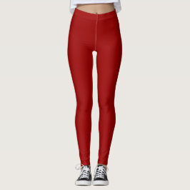 Crimson Red Solid Färg Leggings