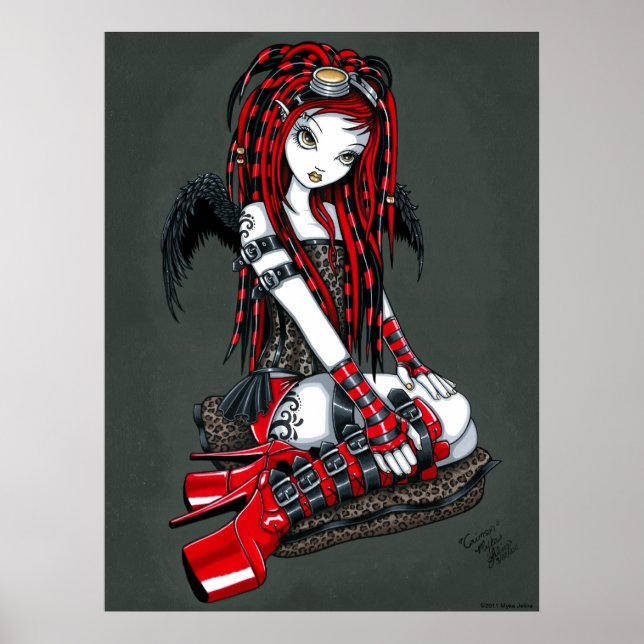 "Crimson" Red Tattoo Cyber Goth Angel Poster (Framsidan)