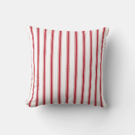 Crimson Red Ticking Tape Pillow Kudde