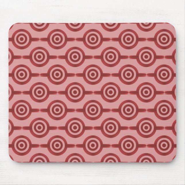 Crimson Red Trendig Circles Mousepad Musmatta (Framsidan)