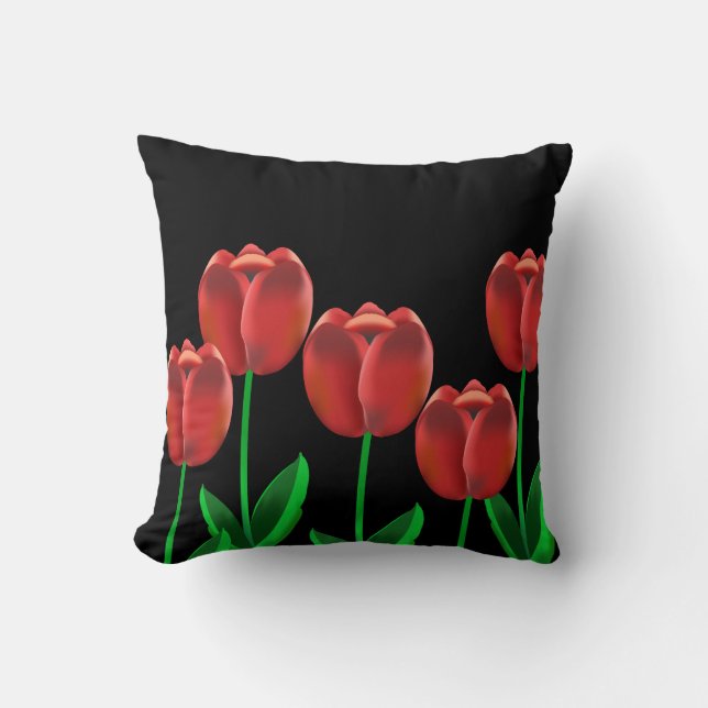 Crimson Red Tulips Kudde (Framsida)