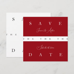 Crimson Red White Simple Typography Bröllop Spara Datumet