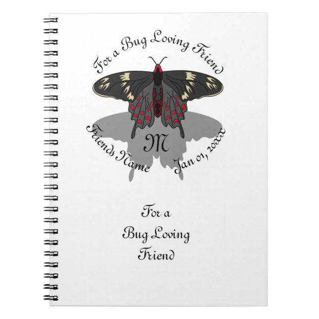 Crimson Ro Butterfly Shadow Monogram Anteckningsbok (Framsidan)