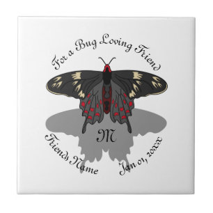 Crimson Ro Butterfly Shadow Monogram Kakelplatta