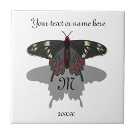 Crimson Ro Butterfly Shadow Monogram Kakelplatta