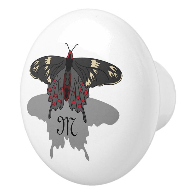 Crimson Ro Butterfly Shadow Monogram Knopp (Höger)