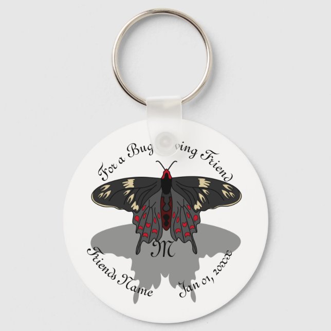 Crimson Ro Butterfly Shadow Monogram Nyckelring (Framsida)