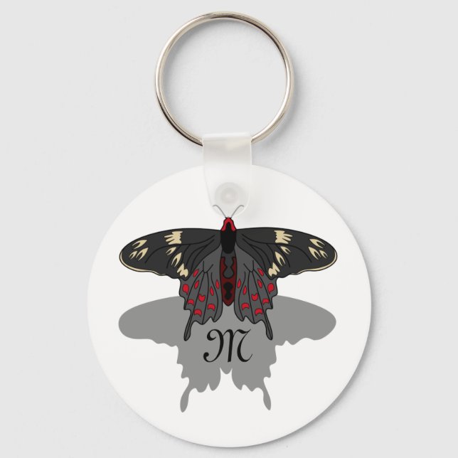Crimson Ro Butterfly Shadow Monogram Nyckelring (Framsida)