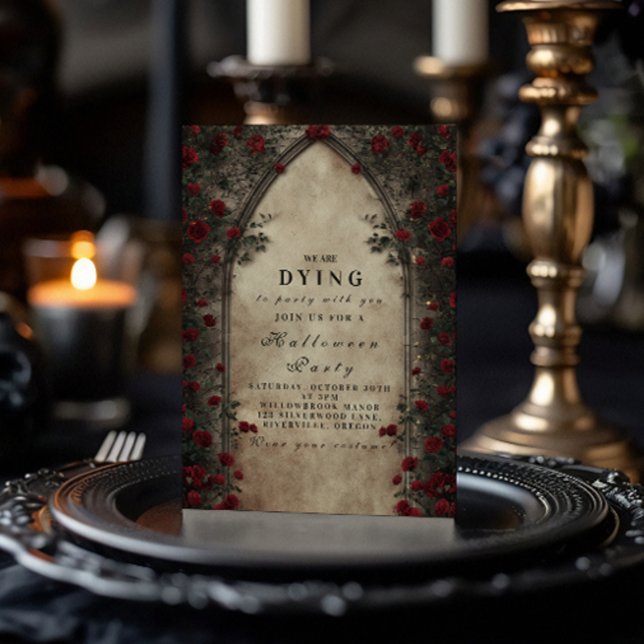 Crimson Ro Cathedral Arch Gothic Soirée Inbjudningar (Skapare uppladdad)