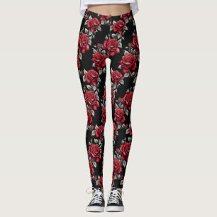 Crimson Ro Silver Lövs Gothic Leggings