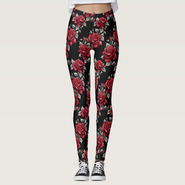 Crimson Ro Silver Lövs Gothic Leggings (Framsida)