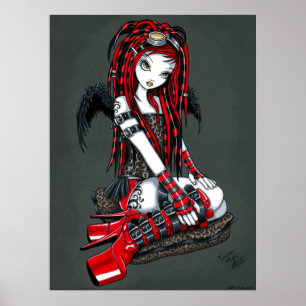 "Crimson" röd affisch för tatueringCyberGoth ängel