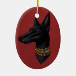 Crimson röd Anubis prydnad Julgransprydnad Keramik