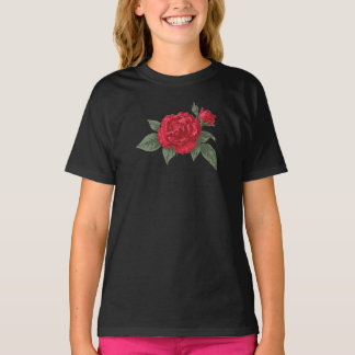 Crimson Ros Blommar T Shirt