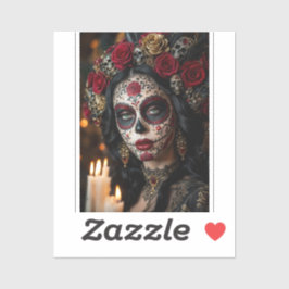 Crimson Rose Calavera – Elegant Dag av de Döda Klistermärken