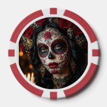 Crimson Rose Calavera – Elegant Dag av de Döda