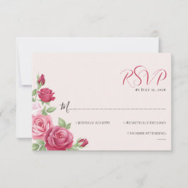 Crimson Rose Wedding RSVP Card OSA Kort