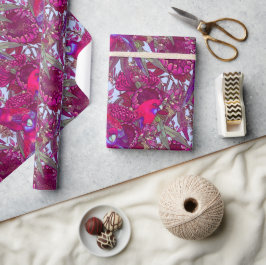 Crimson Rosella och vildblommönster Presentpapper