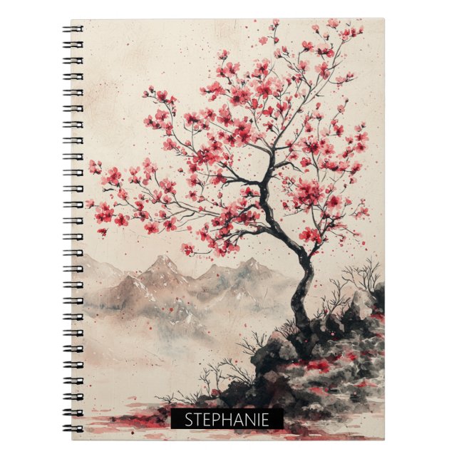 Crimson Sakura Berg Serenitet (1) Anteckningsbok (Framsidan)