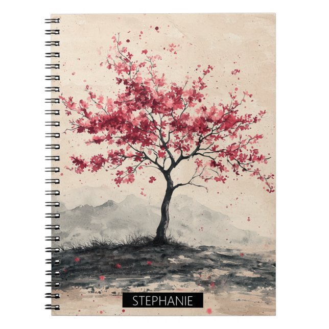 Crimson Sakura Mountain Serenity (2) Anteckningsbok (Framsidan)