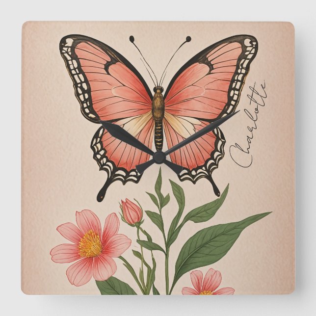 Crimson Sergranat Personlig Fyrkantig Klocka (Framsida)